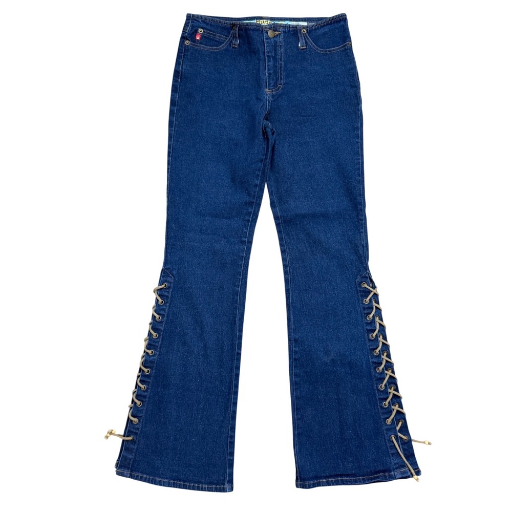 Vintage Mudd Jeans Y2K Lowrise Lace Up Flare Leg Denim Pants 28" boho indie